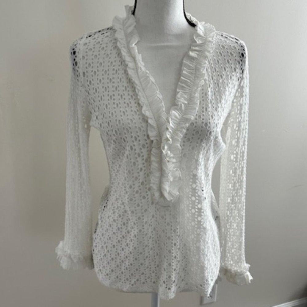 Anne Fontaine Long Sleeve Eyelet Top